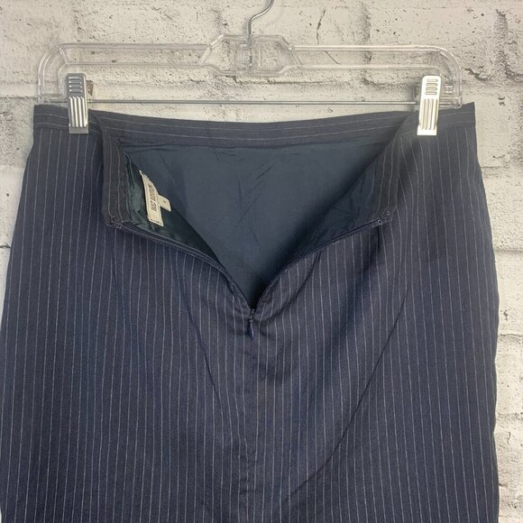 Vintage 90s Holt Renfrew Navy Pinstripe Straight Pencil Skirt - Picture 6 of 12